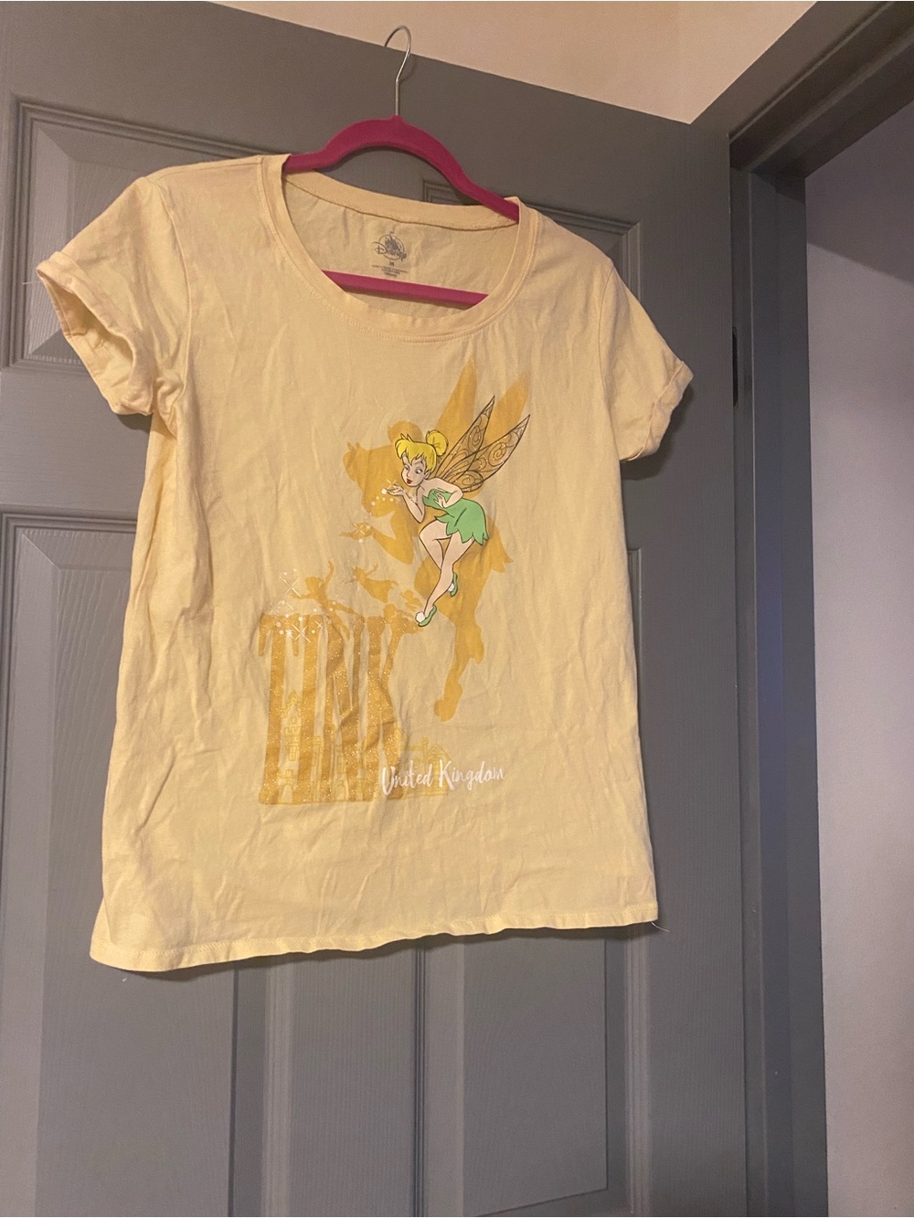 Yellow Disney United Kingdom Tinker Bell Short Sleeve Tee